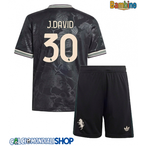 Maglie da calcio Juventus Jonathan David #30 Terza Maglia Bambino 2025-26 Manica Corta + Pantaloni corti)